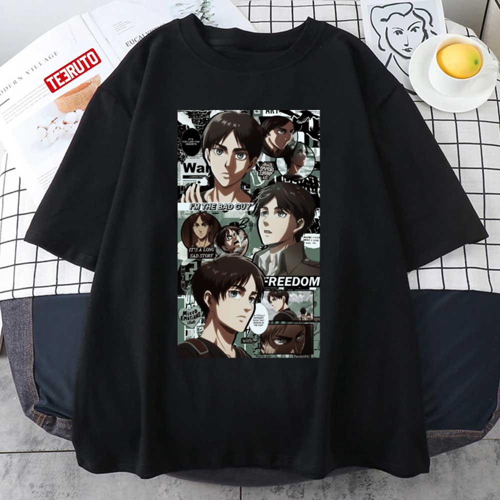Eren Aesthetic Quotes I'm The Bad Guy Freedom Aot Attack On Titans Anime  Unisex T-Shirt - Teeruto