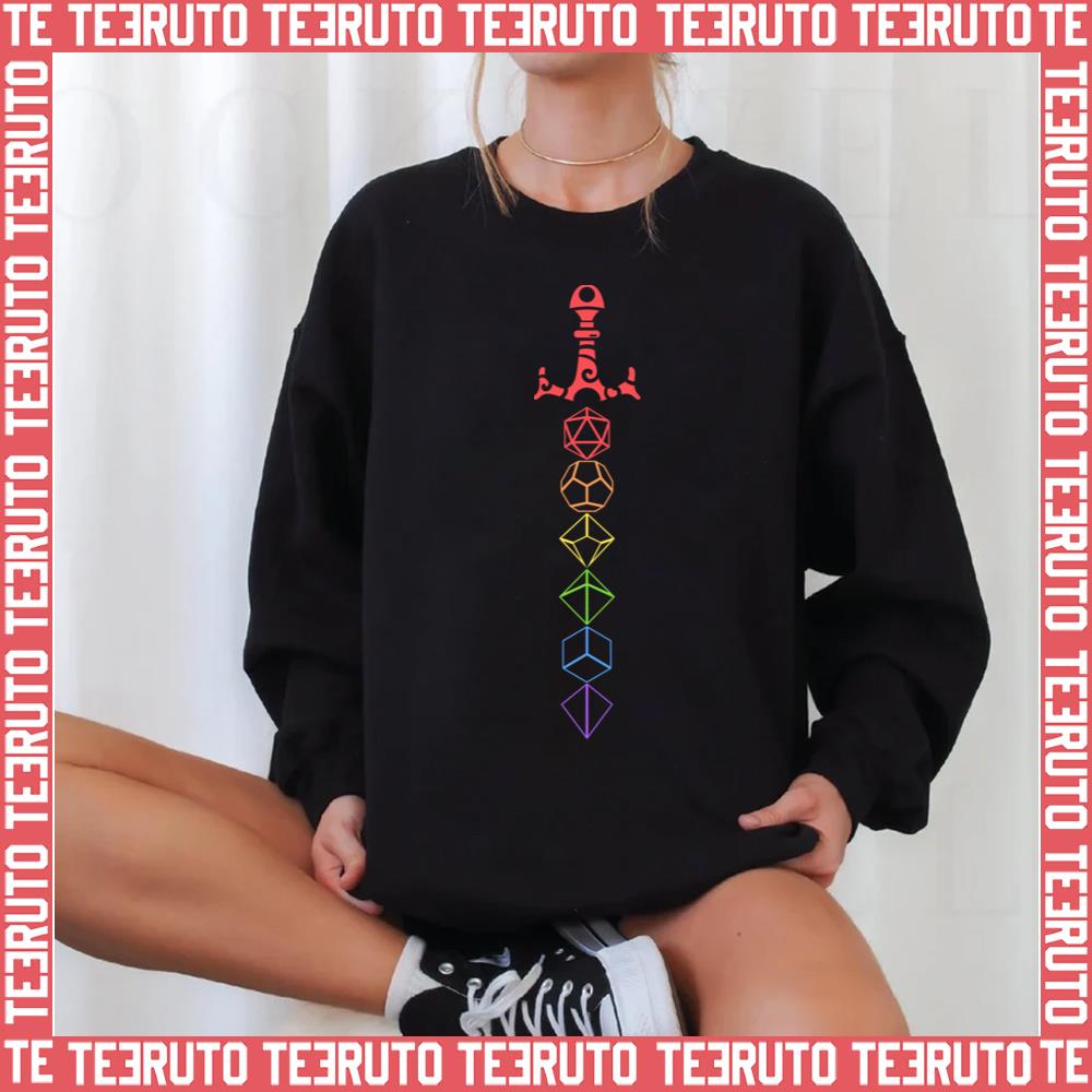 Rainbow Dice Sword Tabletop Rpg Gaming Lgbtq Pride Month Unisex Sweatshirt