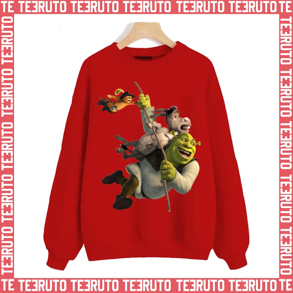 Shrek Donkey And Puss In Boots From Shrek Movie Unisex Sweatshirt