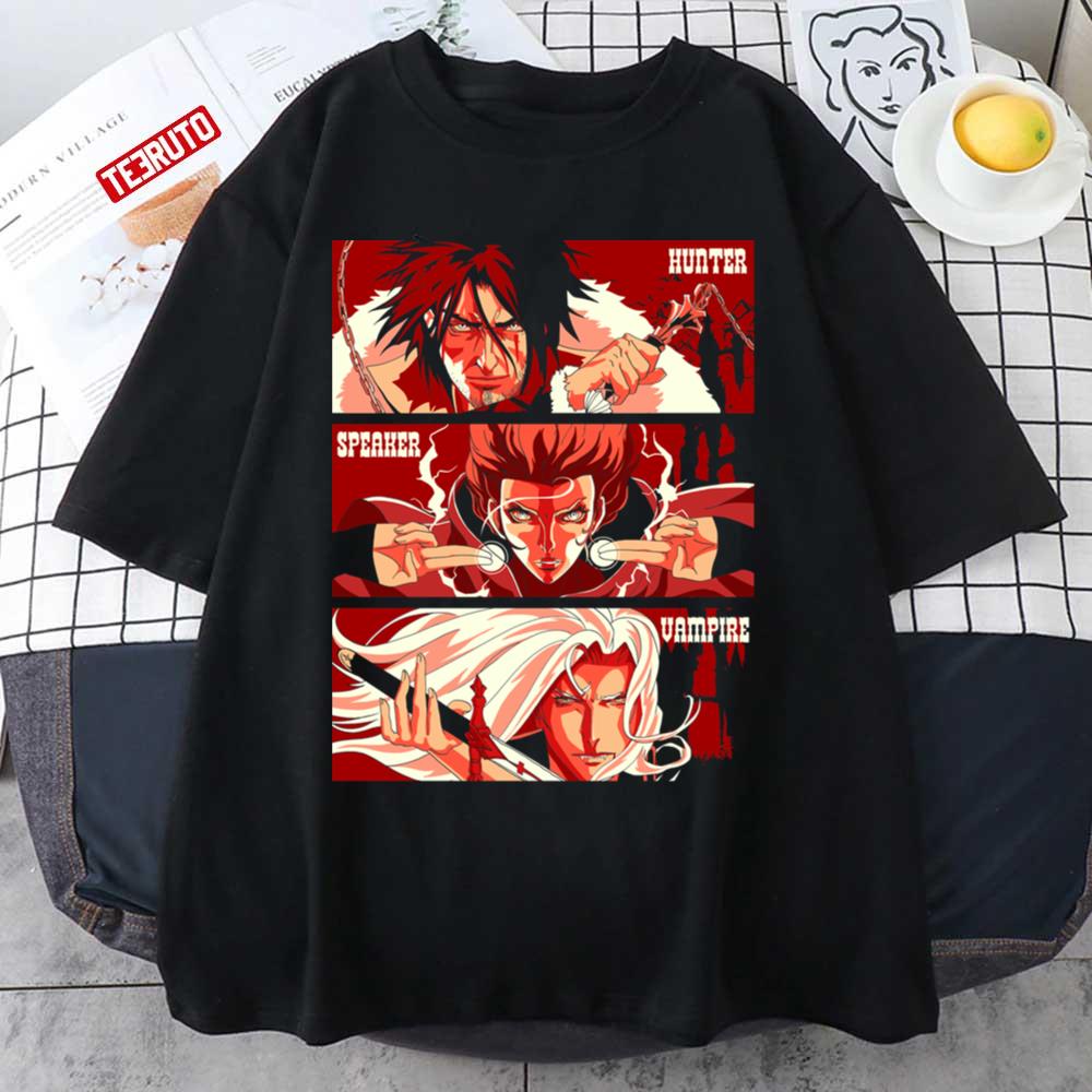 The Hunter The Speaker And The Vampire Castlevania Amime Unisex T-Shirt