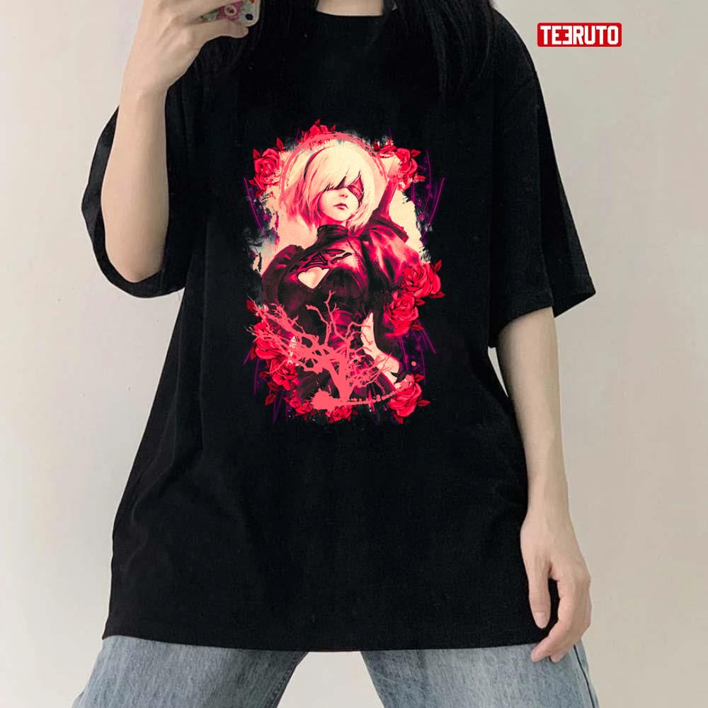 The Roses And Girl Nier Girl 2b Artwork Unisex T-Shirt
