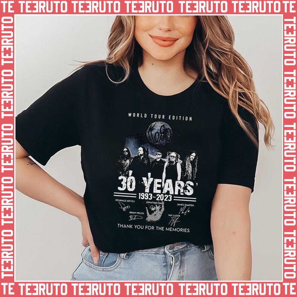 World Tour Edition Korn 30 Years 1993 2023 Thank You For The Memories Signatures Unisex T-Shirt