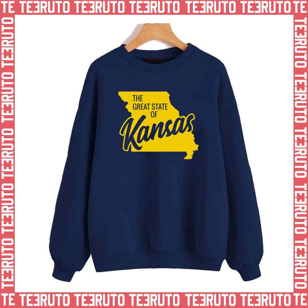 Yellow Map The Great State Of Kansas Tri Blend Unisex Sweatshirt