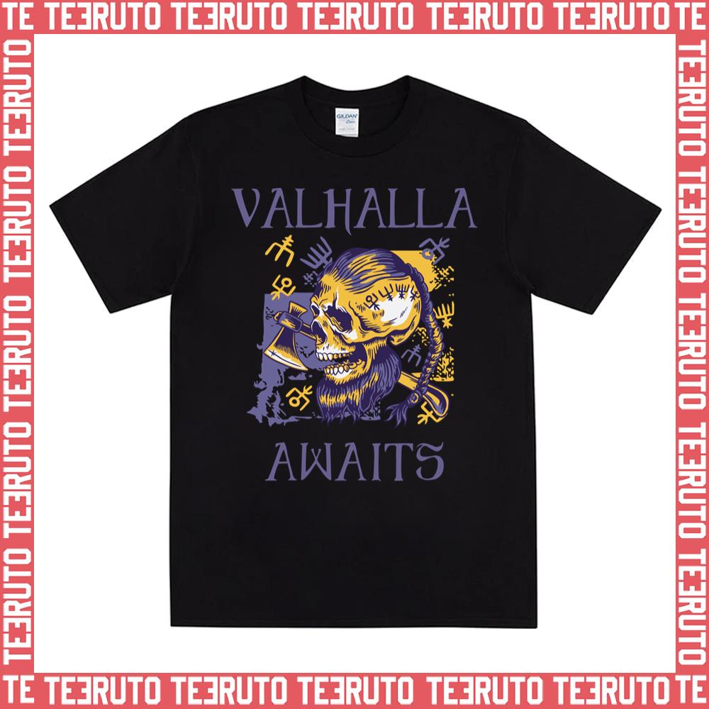 Yellow Purple Viking Skull Viking Valhalla Unisex T-Shirt