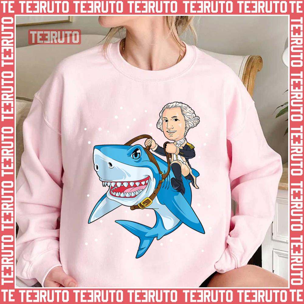 4th Of July George Washington Shark American Merica Unisex Sweatshirt