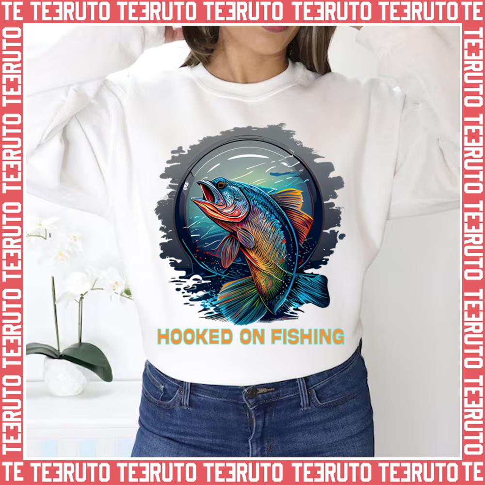 A Colored Fish Hooked On Fishing Unisex Sweatshirt