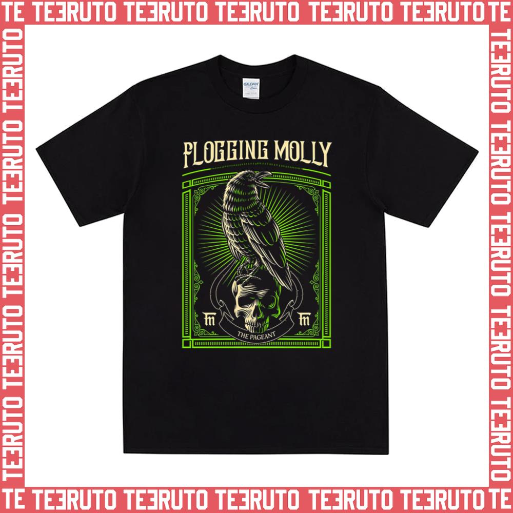 Black Crow And Skull Green Background Flogging Molly Unisex T-Shirt