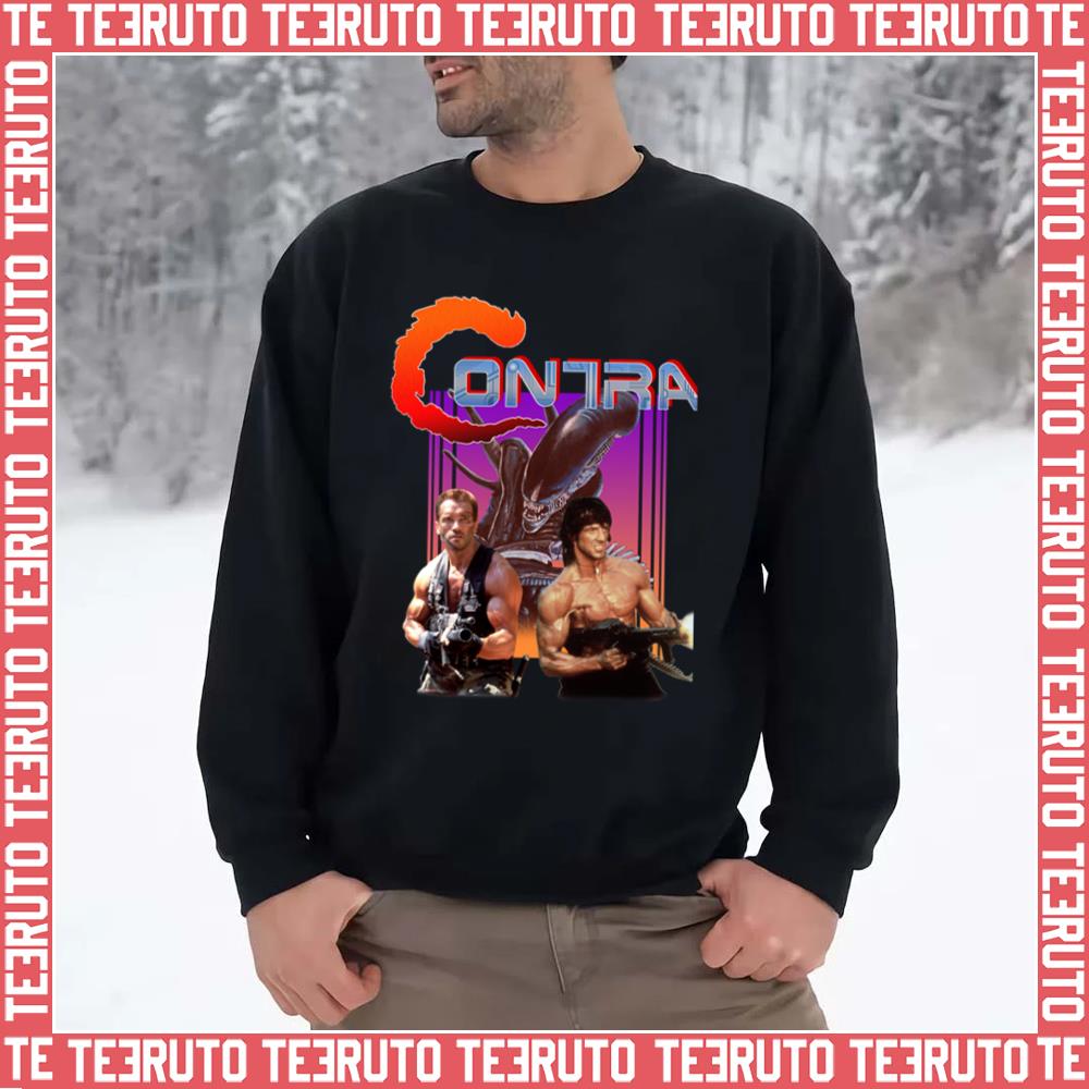 Contra Movie Game Arnold Schwarzenegger Vs Sylvester Stallone Unisex Sweatshirt
