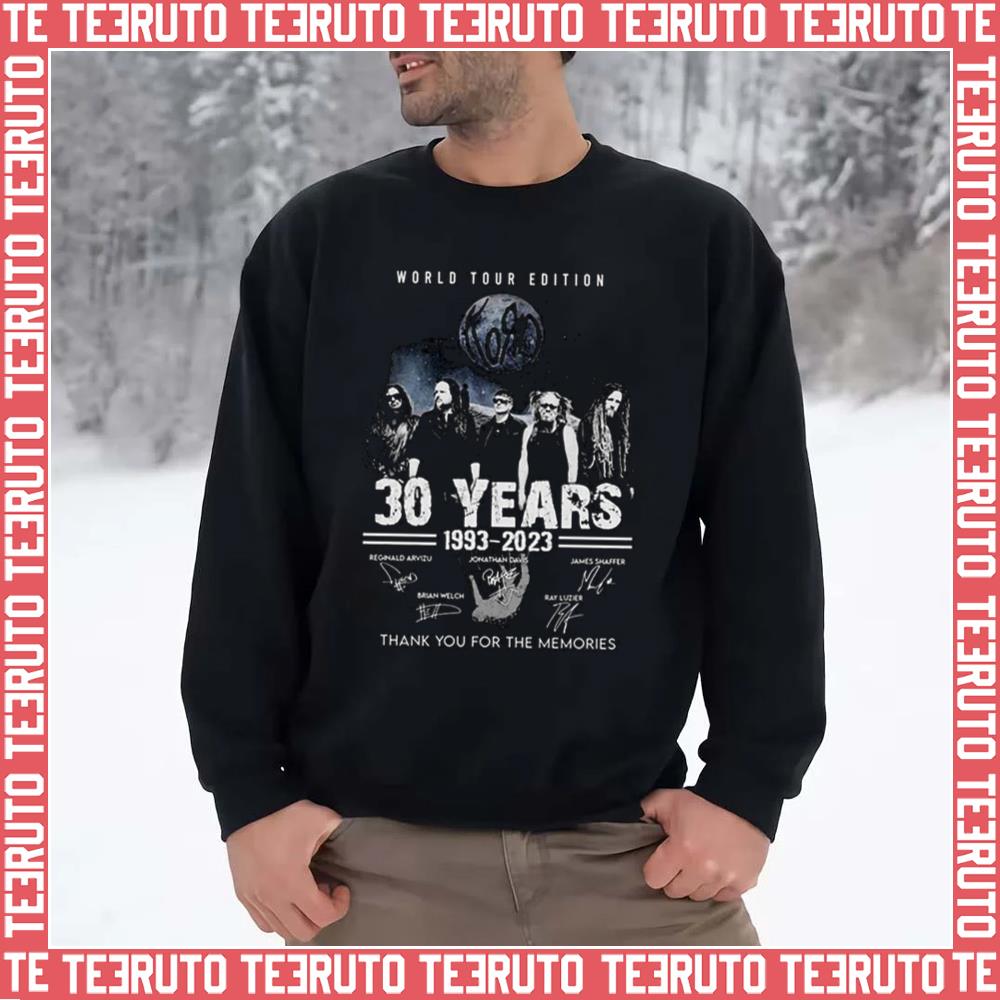 World Edition Korn 30 Years 1993 Thank You For The Memories Signatures 2023 New Tour Unisex Sweatshirt
