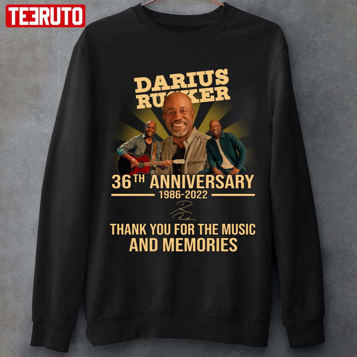 36th Anniversary Darius Rucker 1986 2022 Thank You For Memories Signature Unisex Sweatshirt
