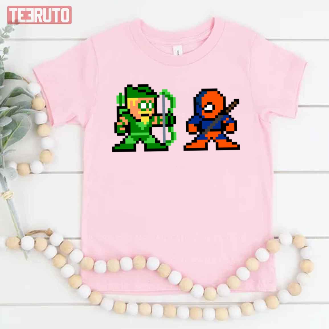 8 Bit Green Arrow & Deathstroke Dc Comic Unisex T-Shirt