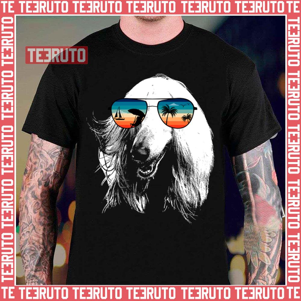 Afghan Hound With Glasses Sunglasses Retro Style Unisex T-Shirt