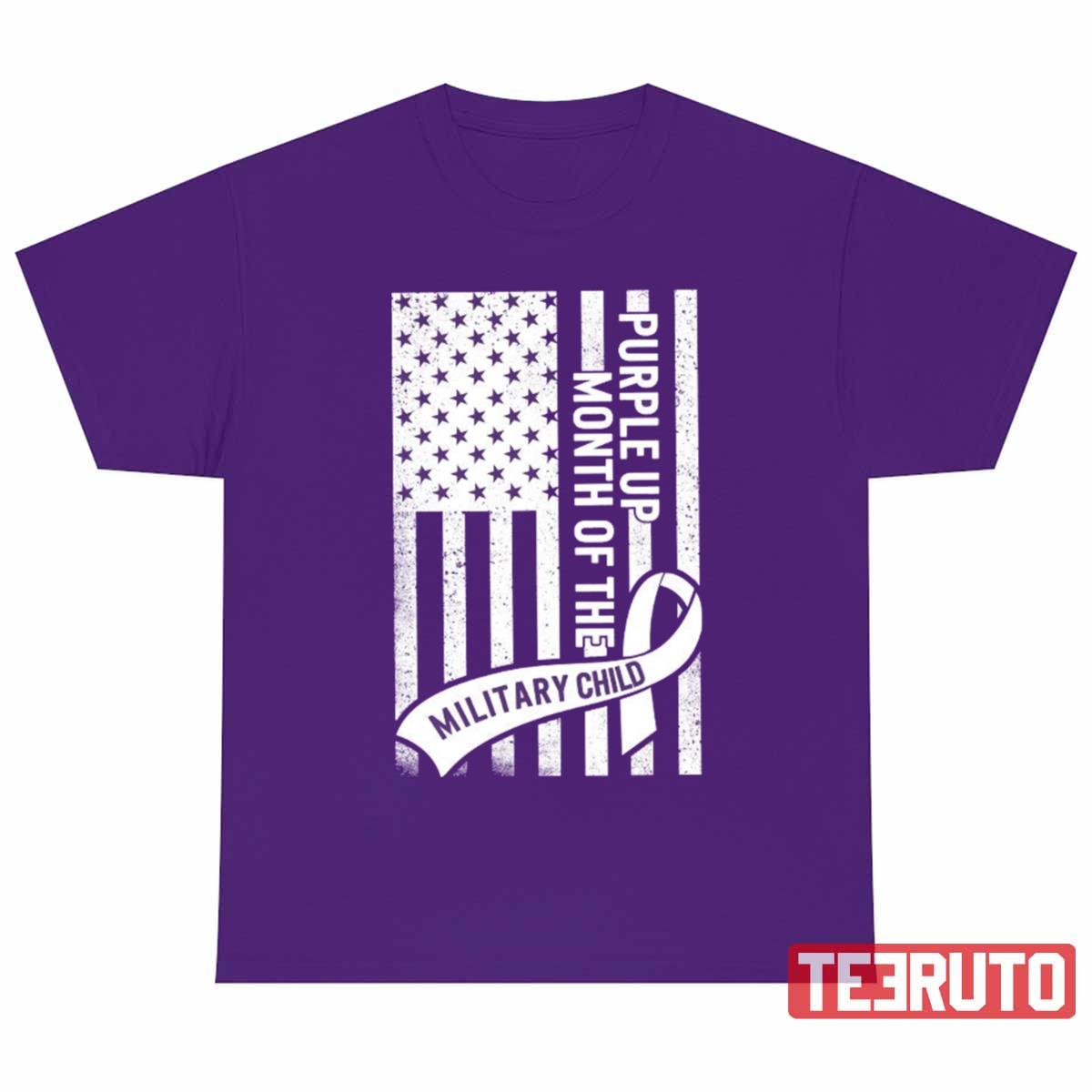 American Flag USA Purple Up Military Children Unisex T-shirt