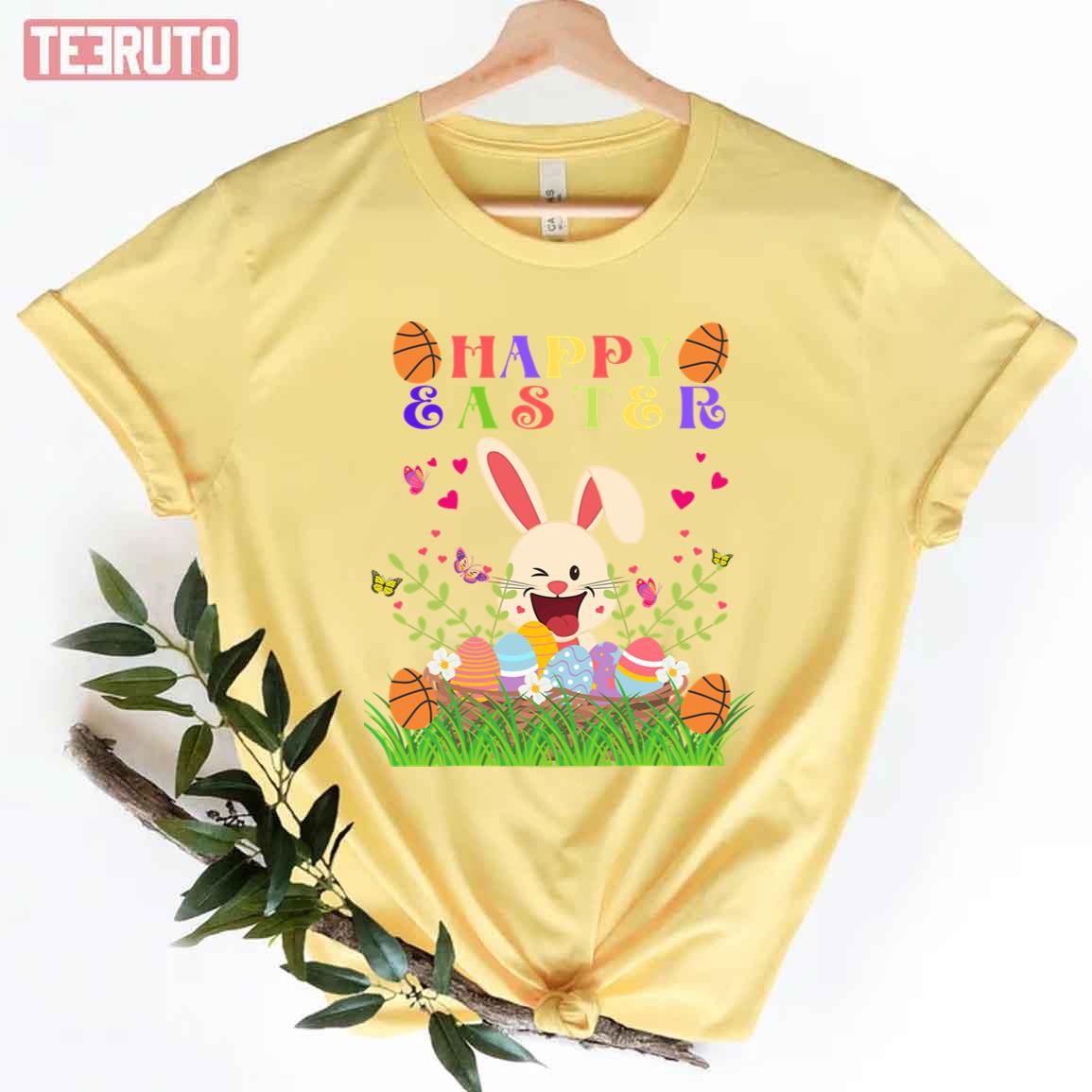 Basketball Happy Bunny Easter Sunday Egg Funny Unisex T-shirt