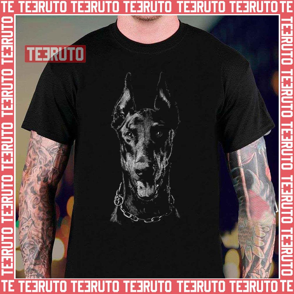 Black And White Doberman Unisex T-Shirt