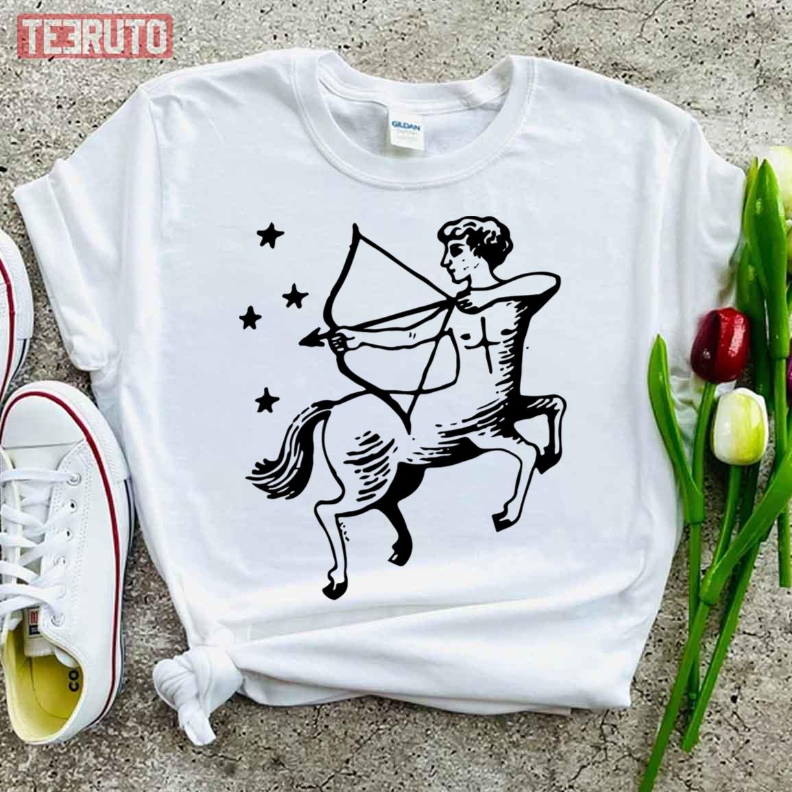 Black And White Sagittarius Astrology Unisex T-Shirt
