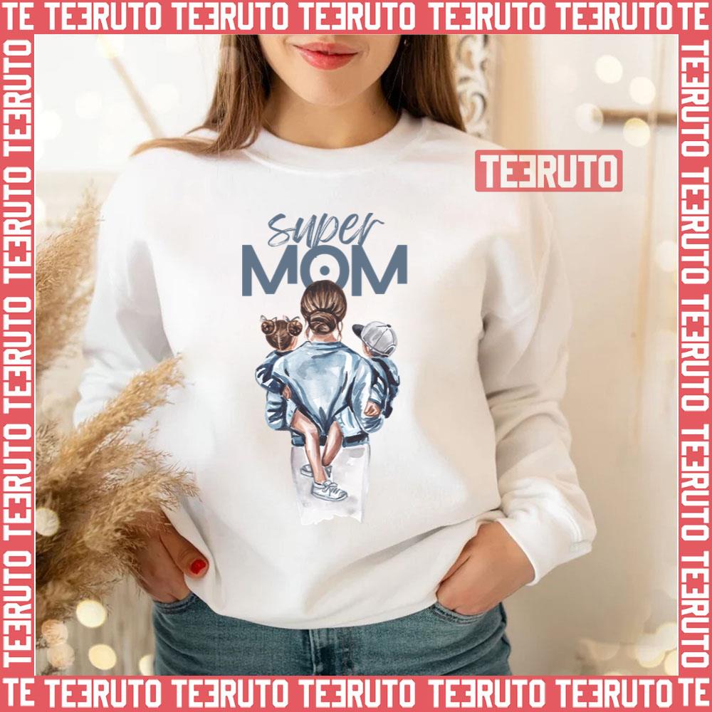 Boy Girl Mom Super Mama Watercolor Mother’s Day Unisex Sweatshirt