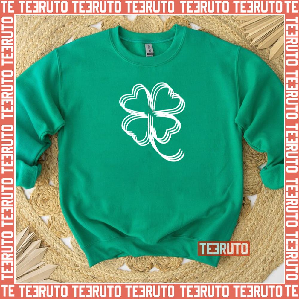 Clover Outline Art Saint Patrick’s Day Shamrock Irish Ireland Unisex Sweatshirt