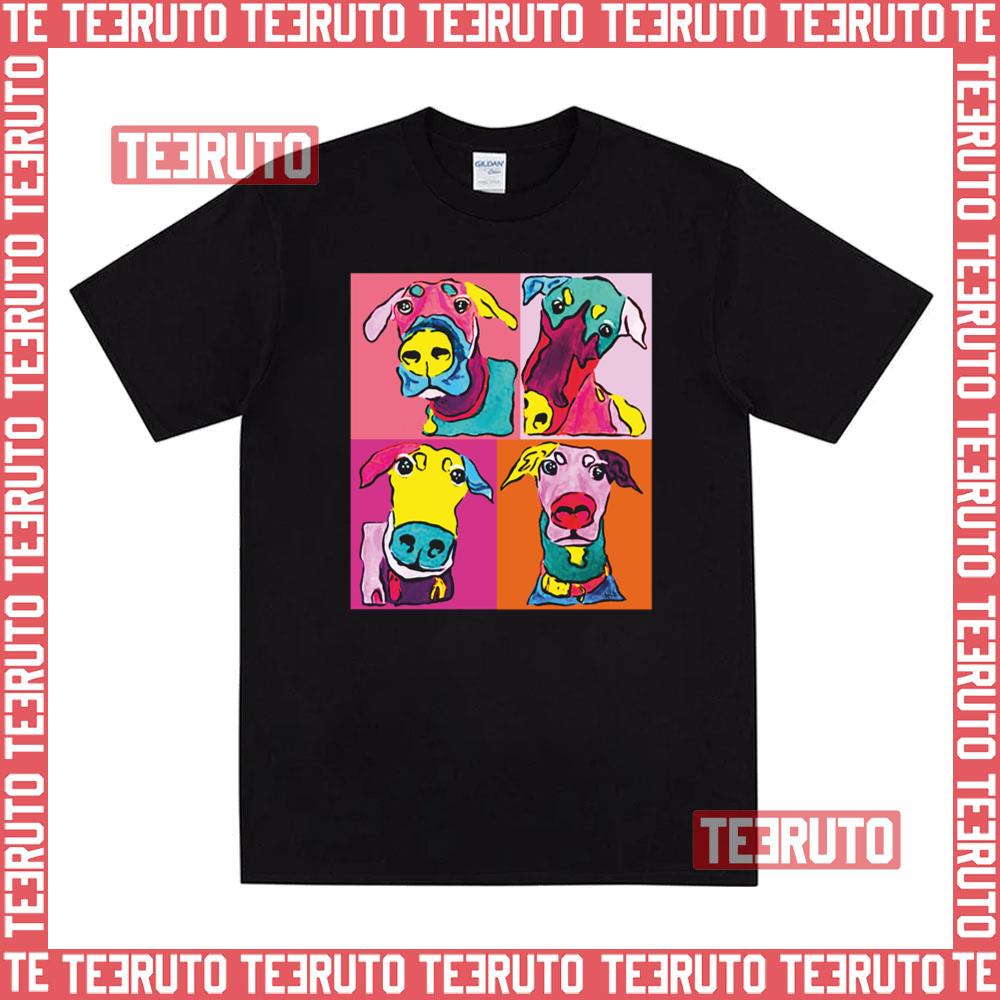 Colored Design Doberman Funny Faces Unisex T-Shirt