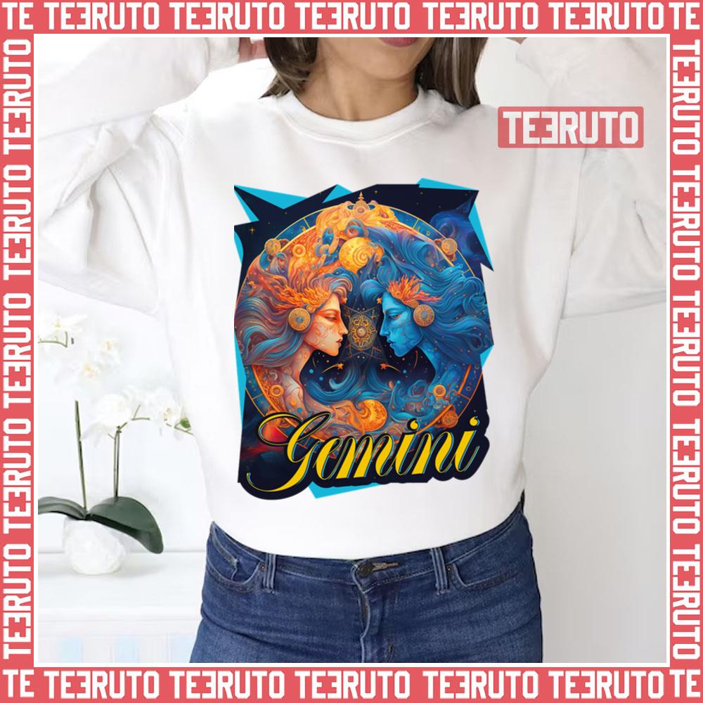 Colored Gemini Zodiac Sign Illustration Unisex Sweatshirt