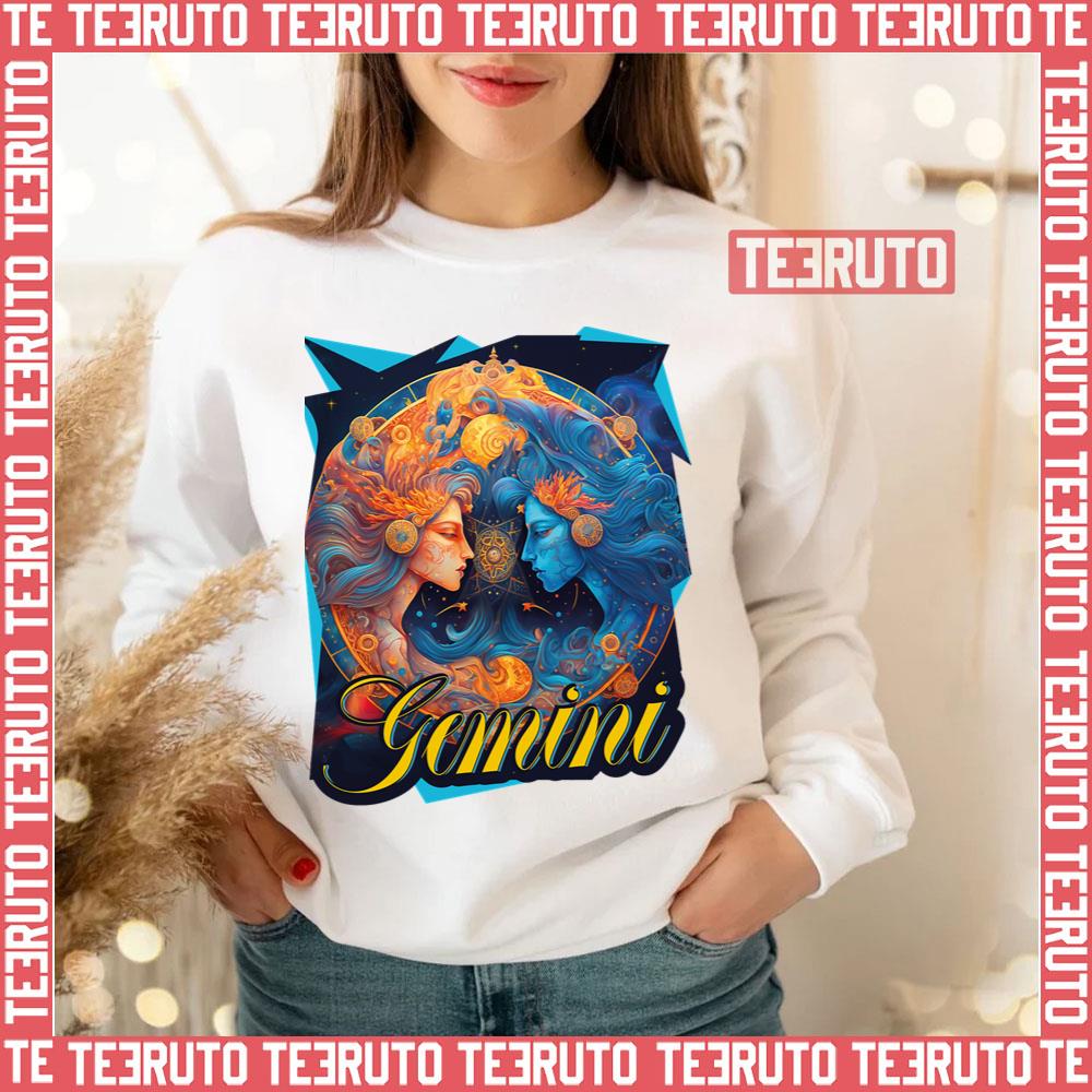 Colored Gemini Zodiac Sign Illustration Unisex Sweatshirt