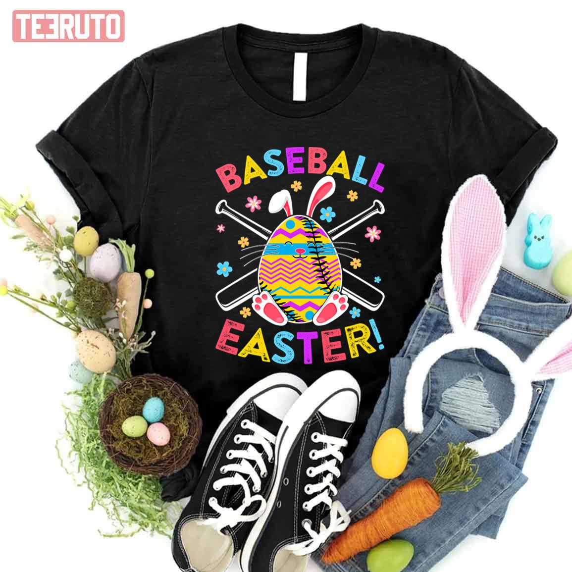 Colors Bunny Egg Baseball Player Lover Easter Day Unisex T-shirt