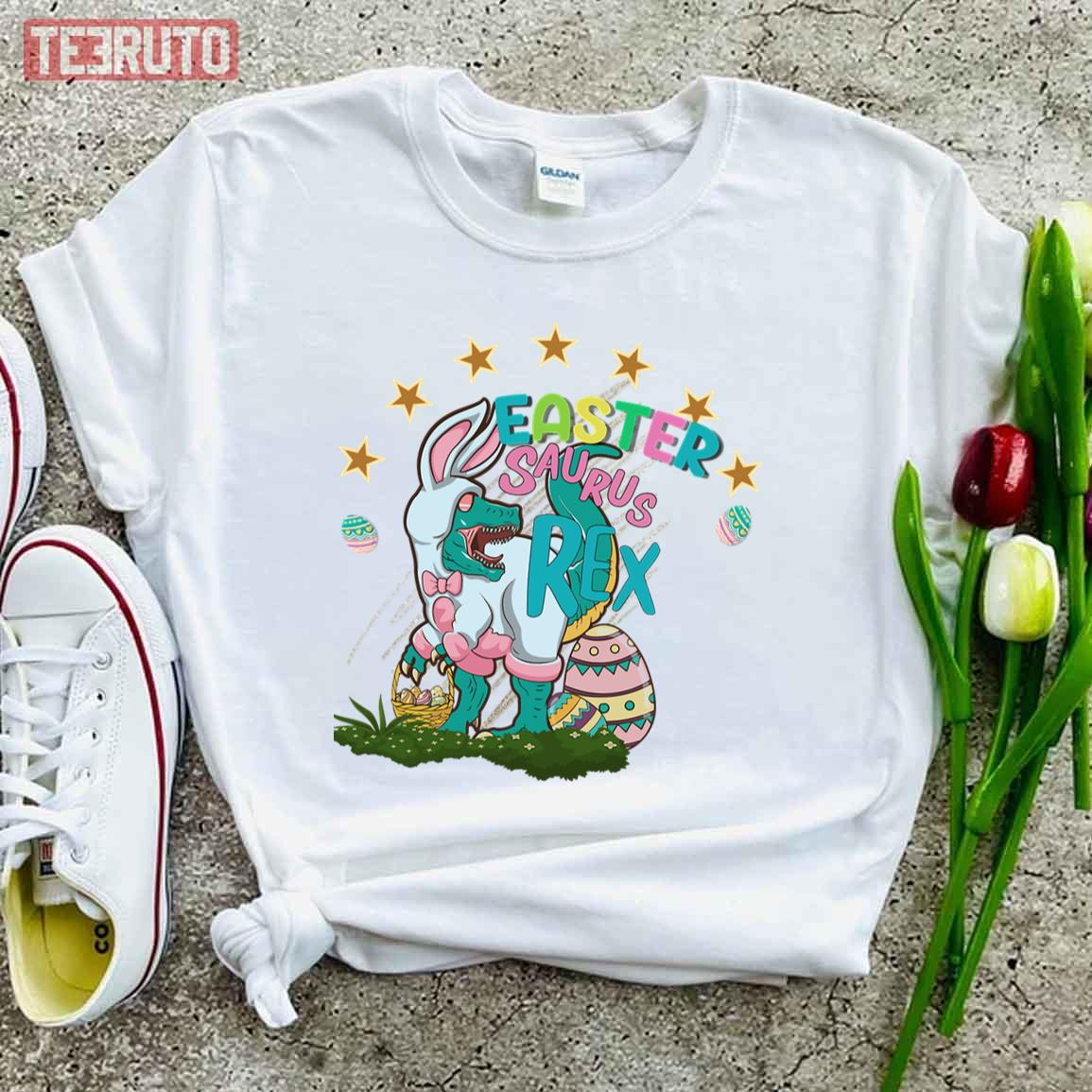 Costume Easter Saurus Rex Happy Easter Cute Easter Bunny Unisex T-shirt