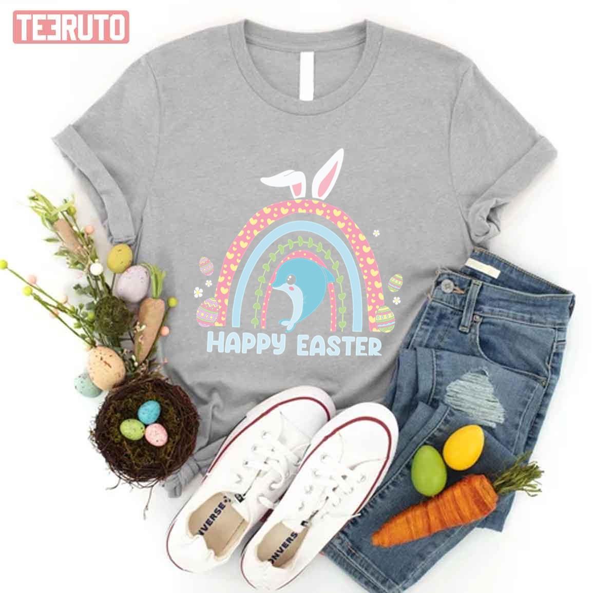 Dolphin Happy Easter Rainbow Unisex T-shirt