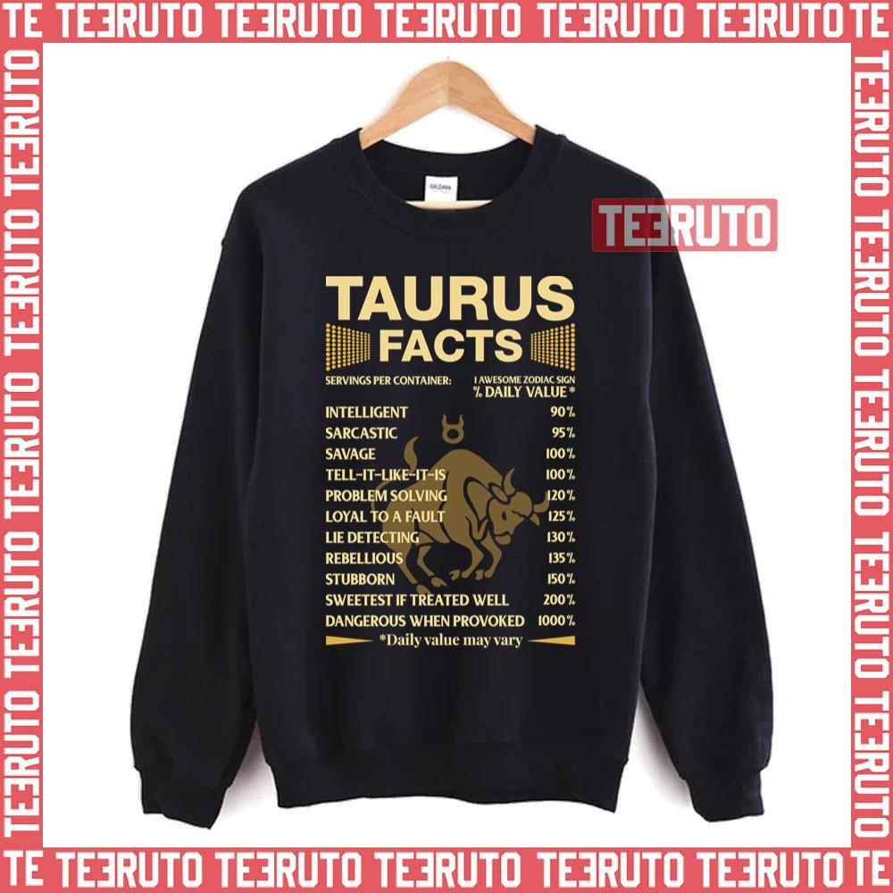 Facts Zodiac Sign Astrology Birthday Taurus Unisex Sweatshirt