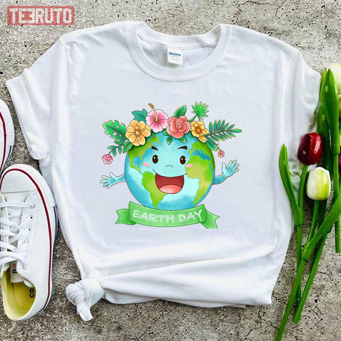 Floral Earth Happy Earth Day Unisex T-shirt