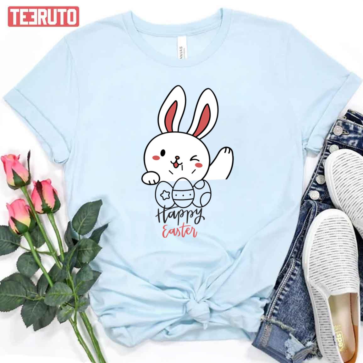 Friendly Bunny Happy Easter Unisex T-shirt