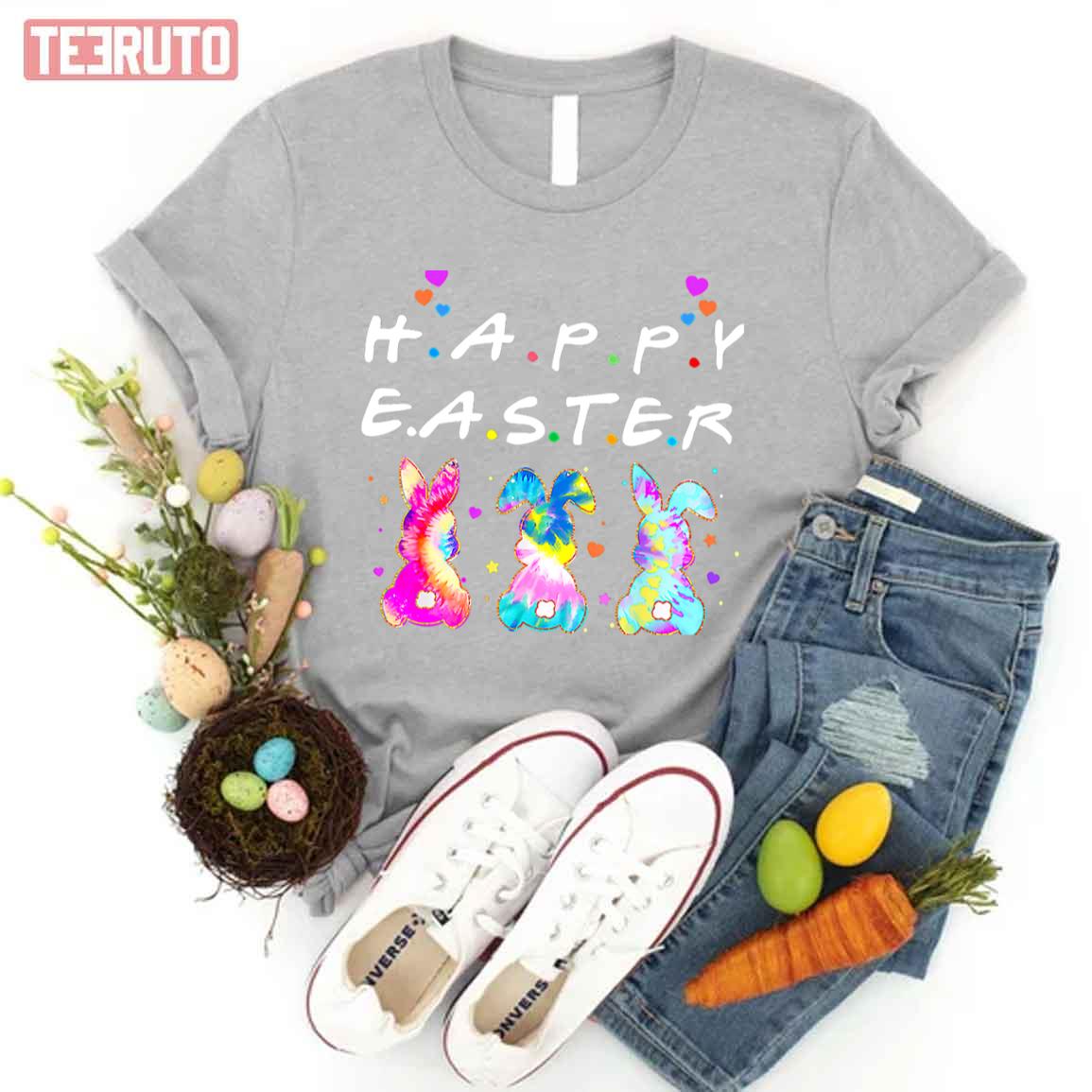 Friends Font Happy Easter Cute Bunny Family Matching Easter Unisex T-shirt
