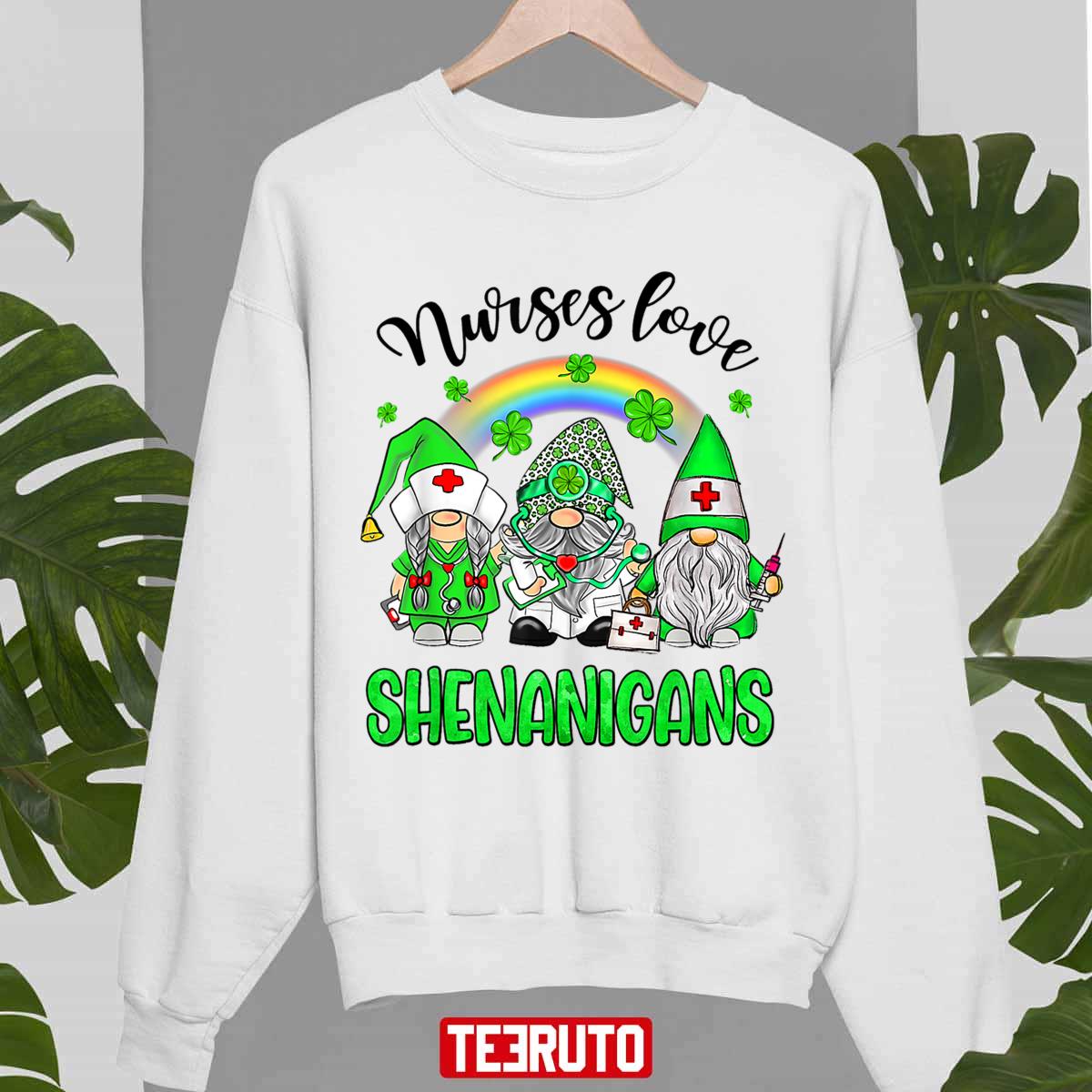 Gnomes Nurses Love Shenanigans St Patricks Day Unisex Sweatshirt