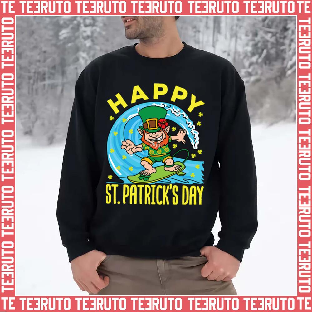 Hawaiian Surfing Leprechaun St Patrick’s Day Unisex Sweatshirt