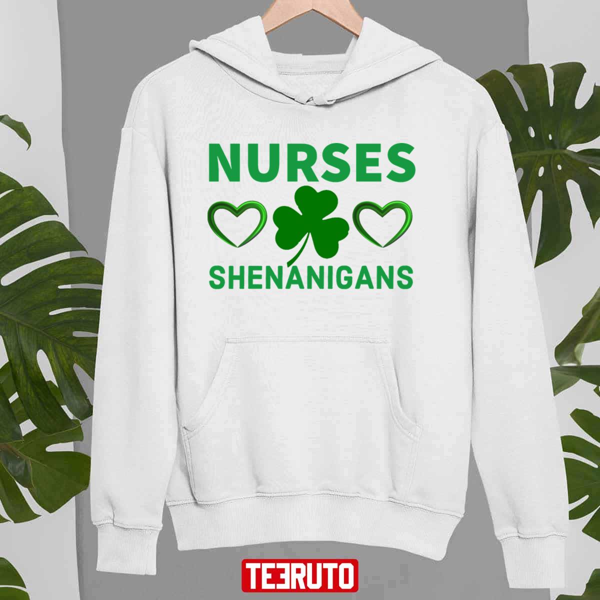 Hearts And Shamrock Nurses Love Shenanigans St Patrick Day Unisex Sweatshirt
