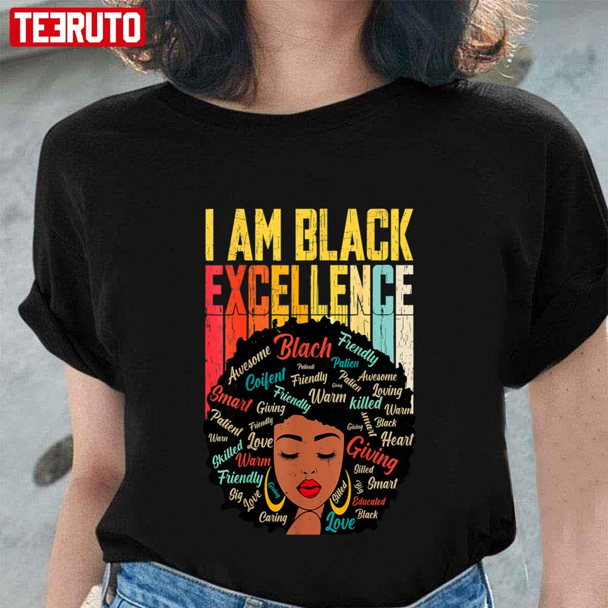 I Am Black Excellence Black Woman African American Pride Retro Unisex T ...