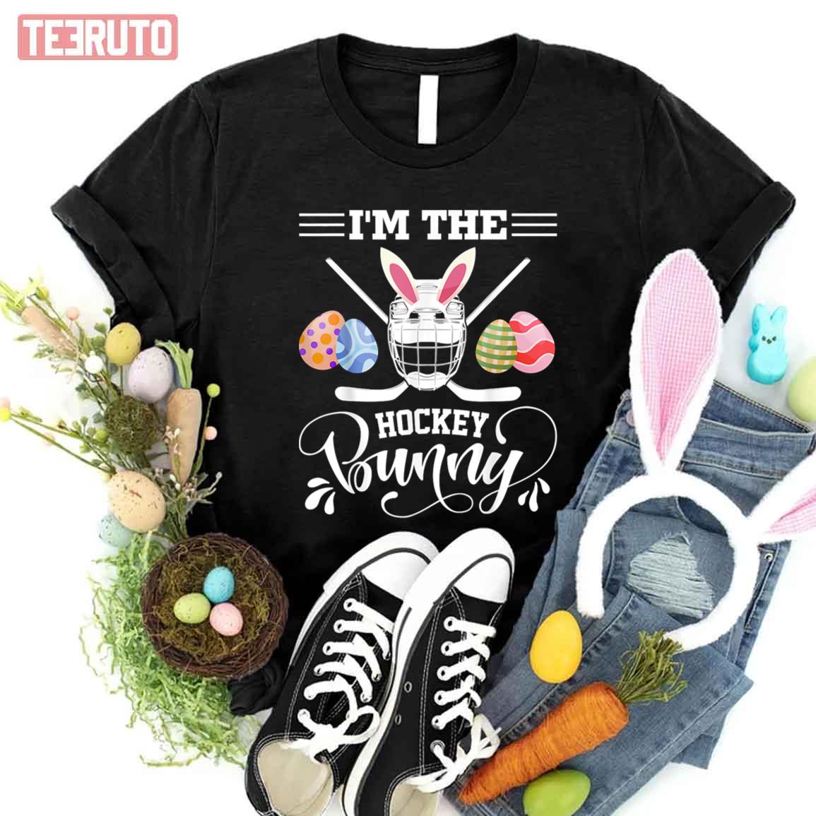 I’m The Hockey Bunny Funny Easter Day Ice Hockey Player Unisex T-shirt