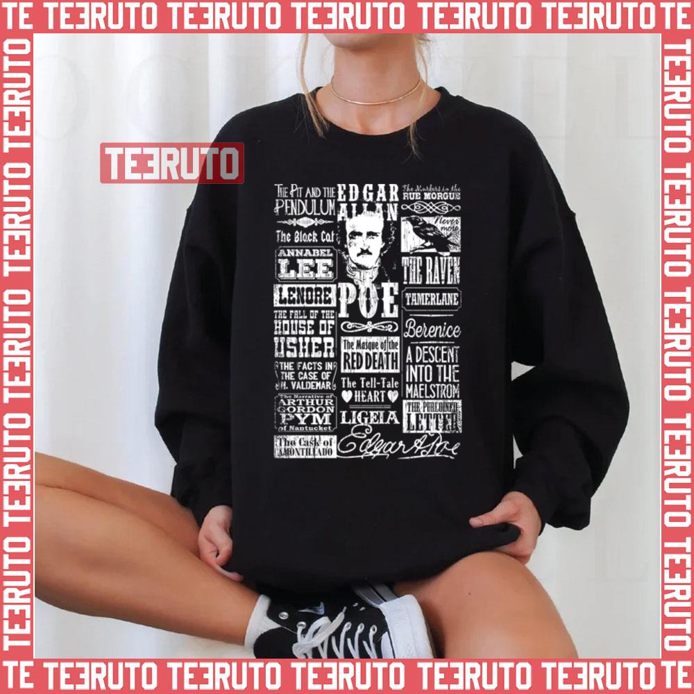 Montage Stories Titles Poems Quotes Edgar Allan Poe Unisex Sweatshirt