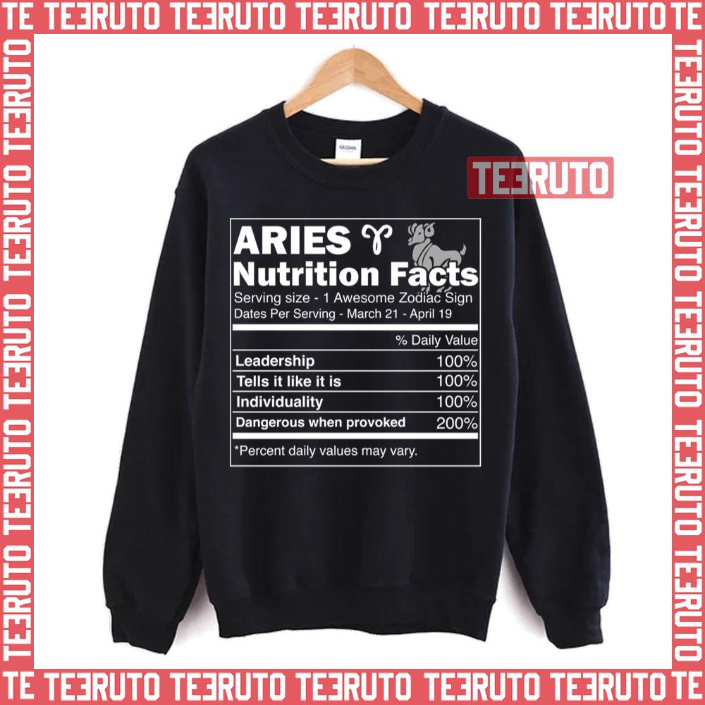 Nutrition Facts Horoscope Zodiac Aries Unisex Sweatshirt