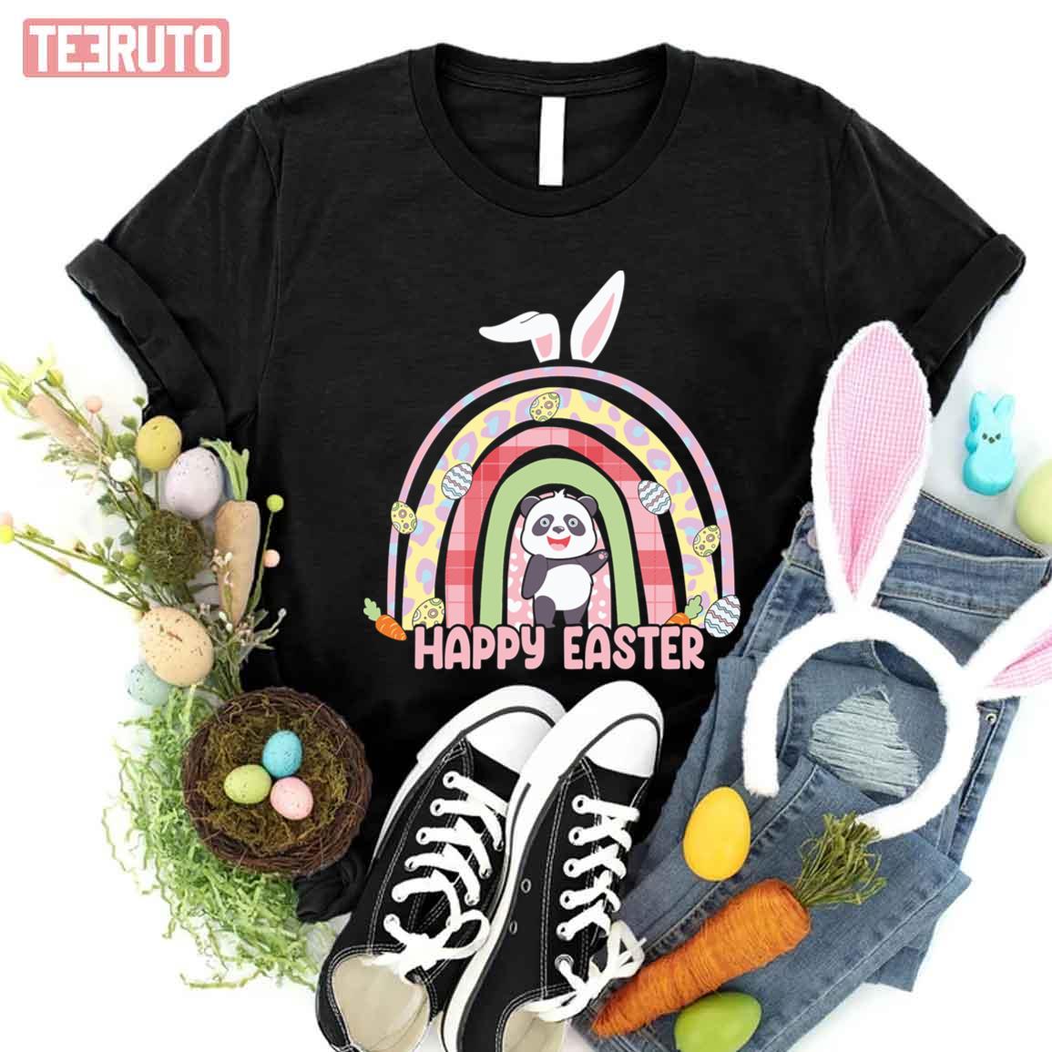 Panda Happy Easter Rainbow Unisex T-shirt