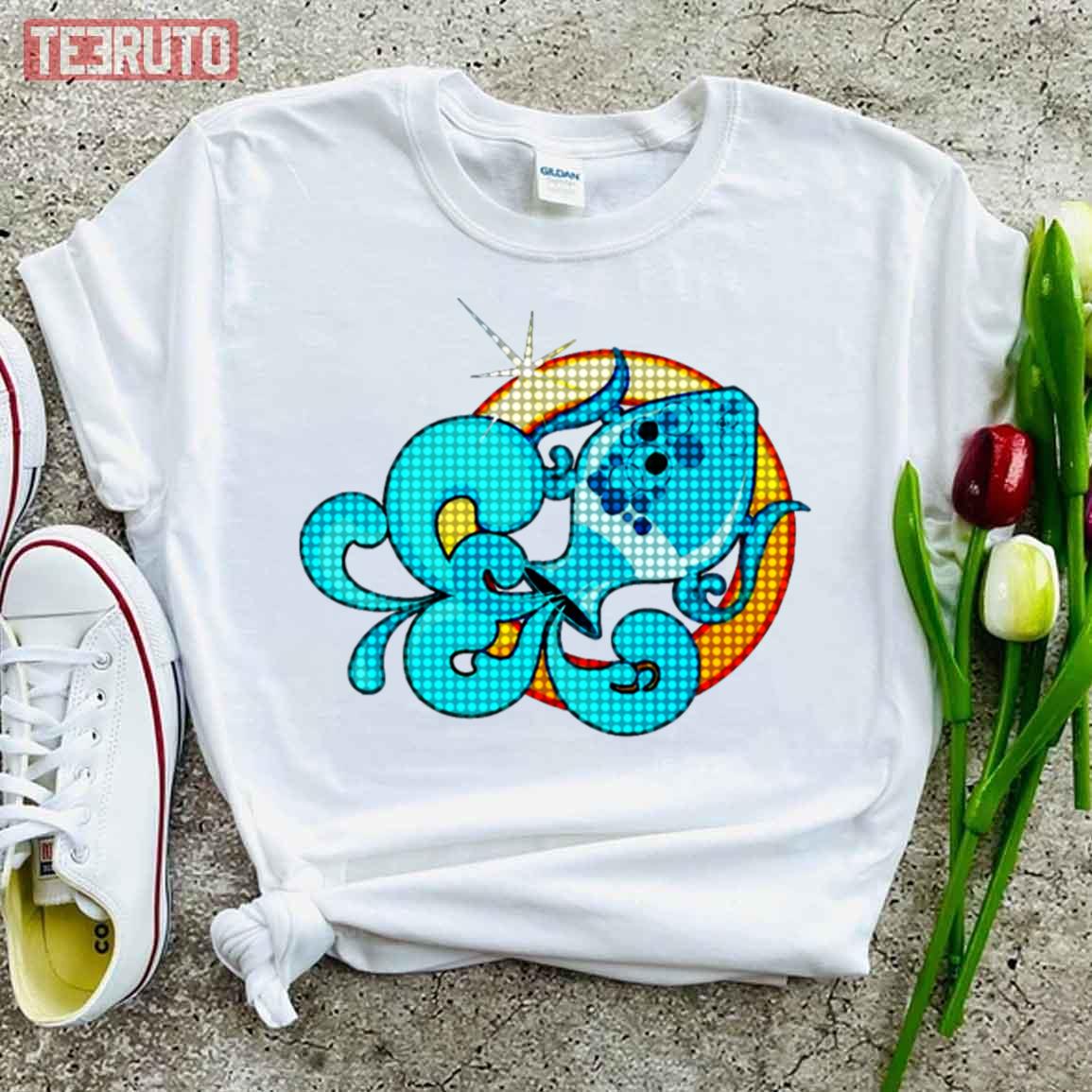 Pixel Art Zodiac Sign Aquarius Design Premium Unisex T-Shirt