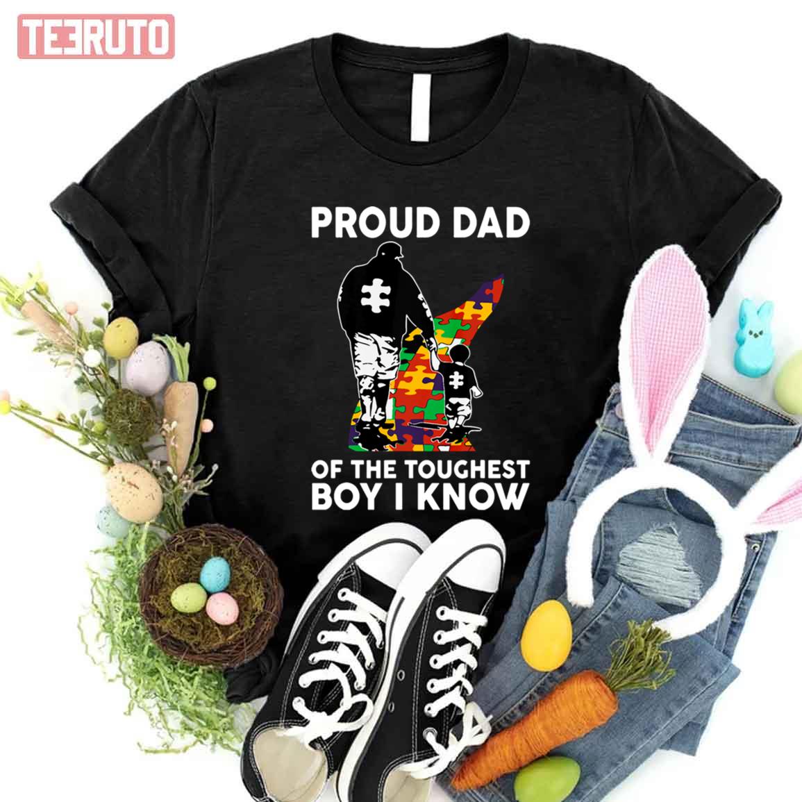 Proud Dad Of The Toughest Boy I Know Autism Awareness Unisex T-shirt