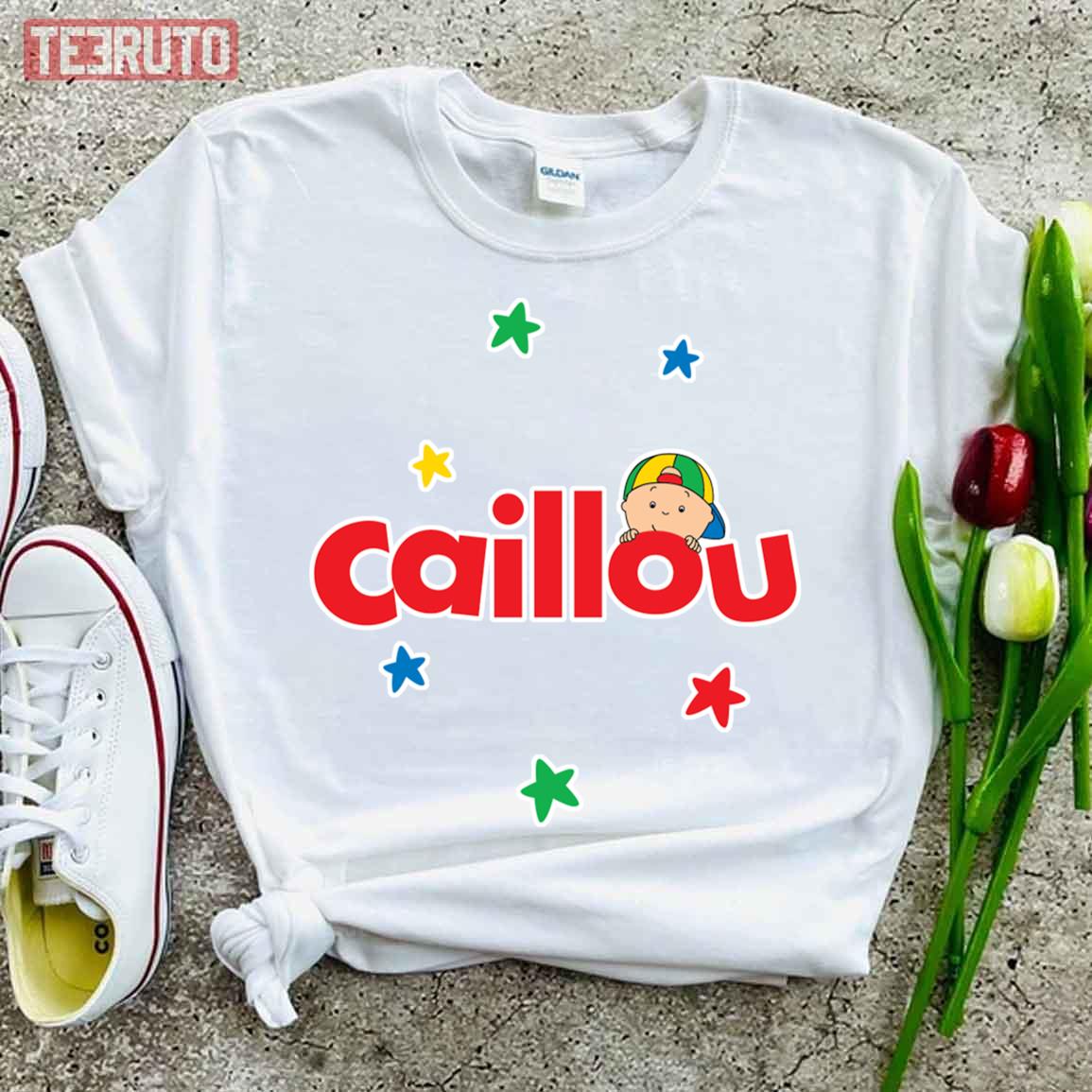 Red Typographic Design Caillou Unisex T-Shirt