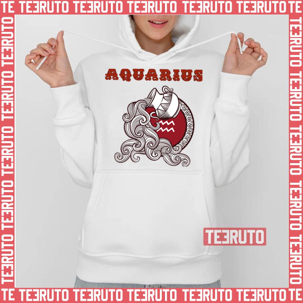 Red Zodiac Sign Aquarius Unisex Sweatshirt
