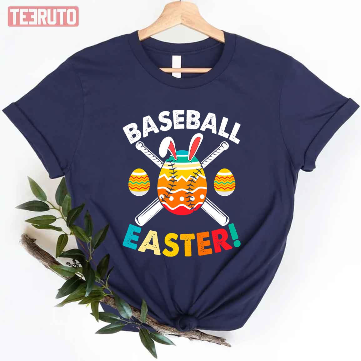 Retro Easter Bunny Baseball Love Easter Eggs Sport Lover Unisex T-shirt