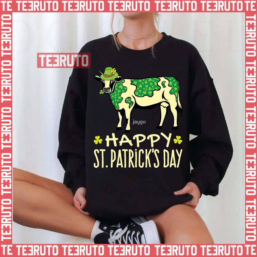 Shamrock Cow With Green Spots St Patrick's Day Unisex Sweatshirt