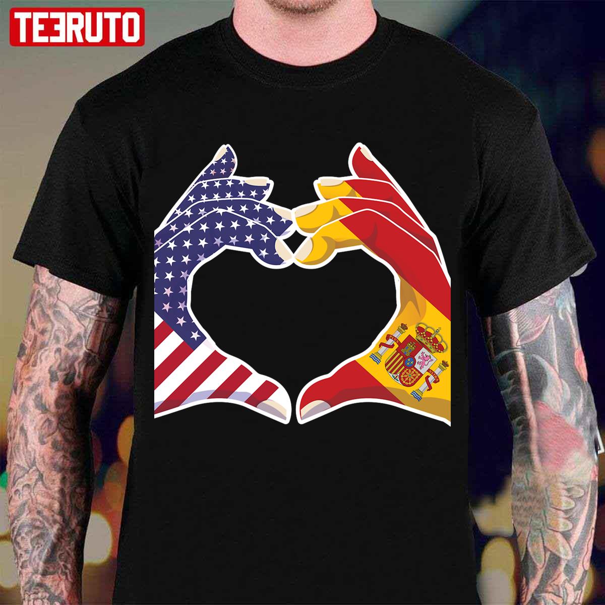 Spain Spanish Love Heart Shape Gesture Antiwar Peace Sign Unisex T-Shirt