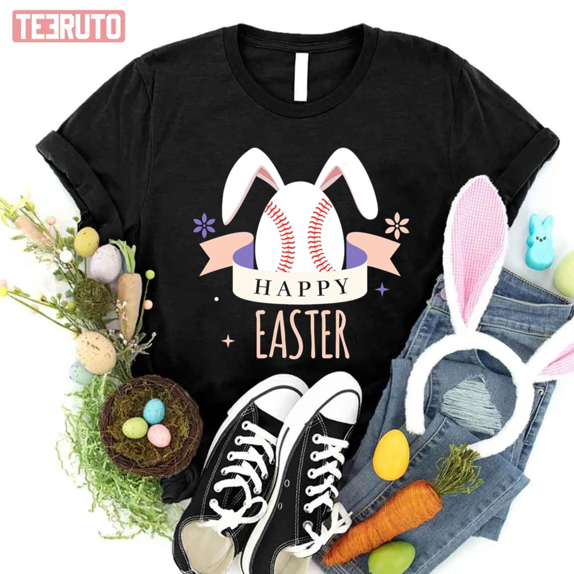 Sport Bunny Baseball Easter Day Egg Rabbit Baseball Ears Funny Unisex T-shirt