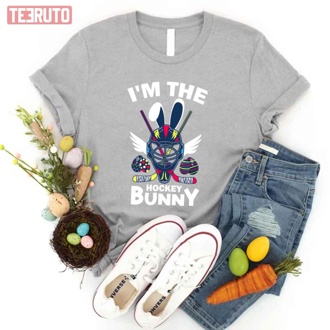 Sports Easter I'm The Hocky Bunny Funny Easter Gift Ice Hockey Unisex T-shirt