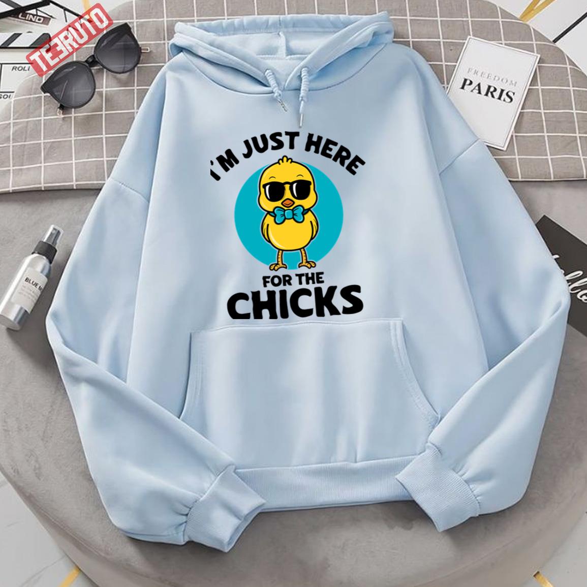 Swag Chick Im Just Here For The Chicks Funny Easter Boys Kids Toddler Unisex Hoodie